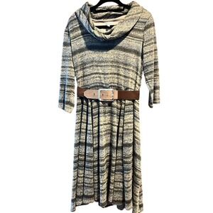Vintage Bethany cowl neck sweater dress size Large earth tones office core Y2K